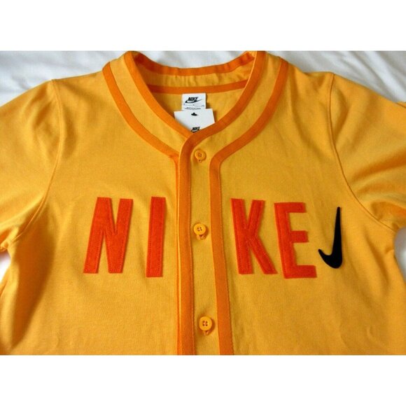 Nike Sportswear Mens Baseball Jersey Button Up Skate shirt Orange Size Small NWT - Picture 8 of 11